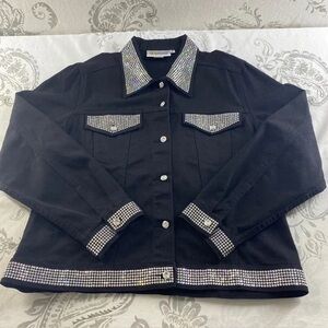 Christopher & Banks Black Jean Jacket with Silver Accents